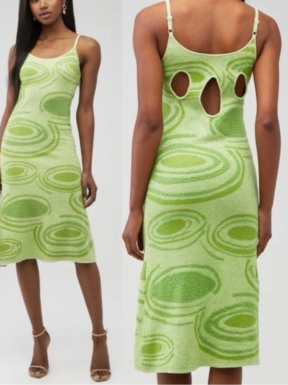 House of Sunny Olive Green Swirl Knit Maxi Dress